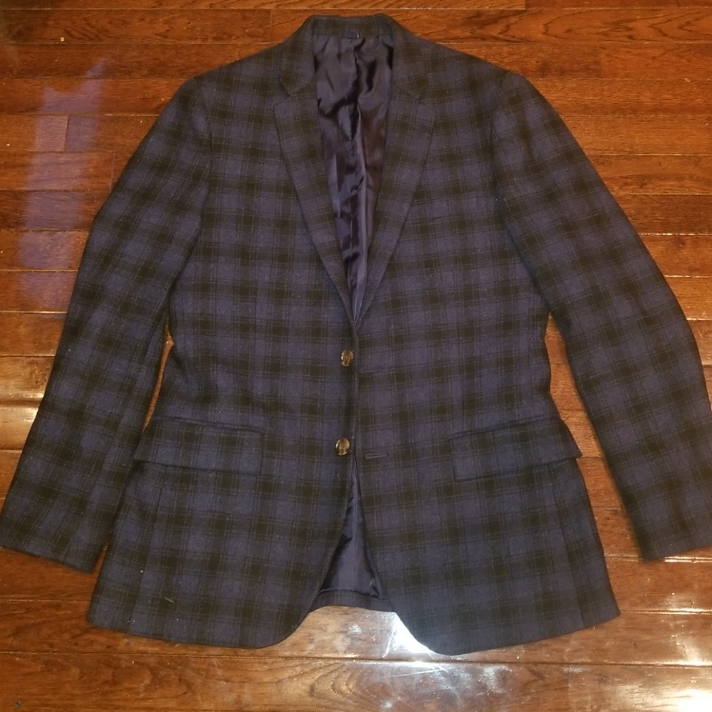 JCREW Factory Blazer 40R Blue and Black Plaid.
